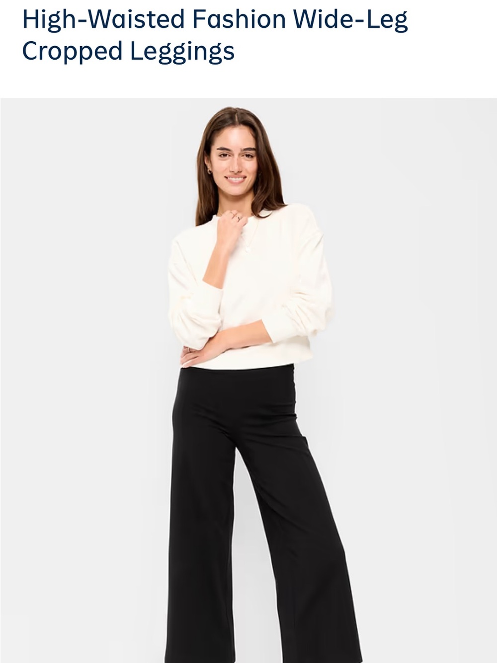 NWT High-Waisted Wide-Leg Cropped Pants — Black